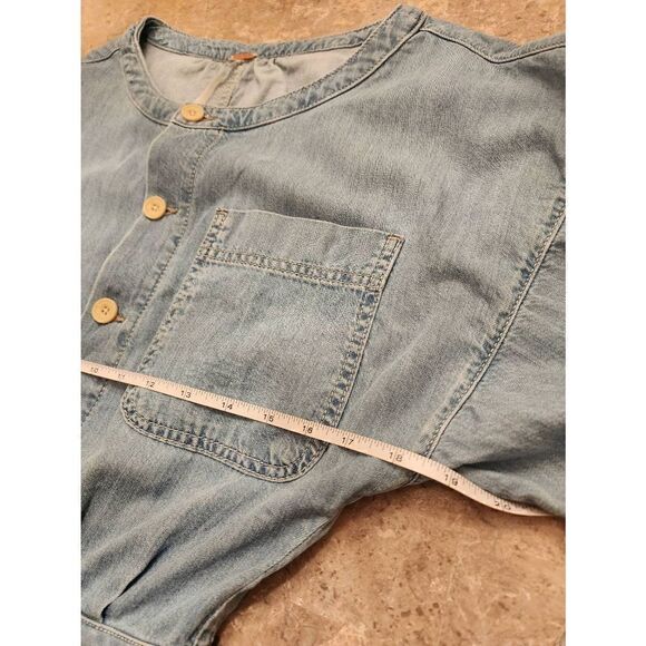 Free People Jumpsuit Marley Denim short sleeves high rise button size xs - Picture 4 of 11